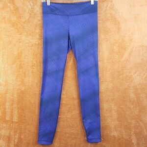 UNDER ARMOUR Womens Leggings Small Blue Stripe Pull On Zipper Ankle STUDIO